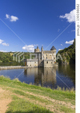 Water castle Chateau de la Roche, Auvergne-Rhone-Alpes, Loire department, France 130198082
