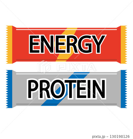 エナジーバーとプロテインバーのイラストのセット 130198126