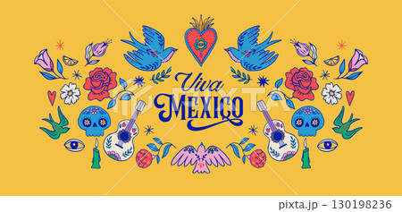 Viva Mexico. Mexican culture, Mexican Fiesta, Mexican Menu restaurant and Cinco de Mayo invitation Viva Mexico. Mexican culture, Mexican Fiesta, Mexican Menu restaurant and Cinco de Mayo invitation 130198236