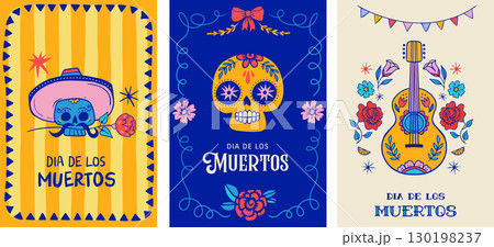 Dia de los muertos, Day of the dead, Mexican holiday, festival. Vertical cards, posters, banners in 130198237