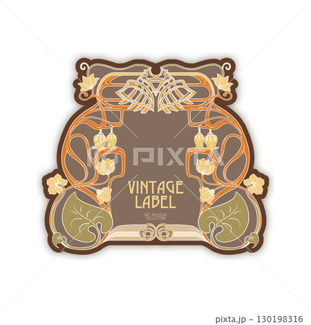 Decorative flowers and leaves in art nouveau style Decorative flowers and leaves in art nouveau style 130198316