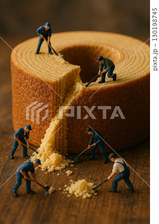 バームクーヘンを採掘する小人 130198745