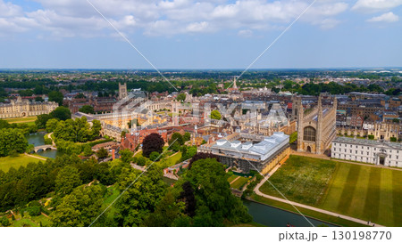 Aerial view of Cambridge University colleges, river Cam and green gardens, UK Aerial view of Cambridge University colleges, river Cam and green gardens, UK 130198770