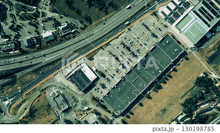 Top down aerial time lapse of commercial zone and parking in Valence France 130198785