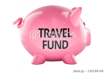 Travel Fund concept with piggy bank. 3D rendering Travel Fund concept with piggy bank. 3D rendering 130199148