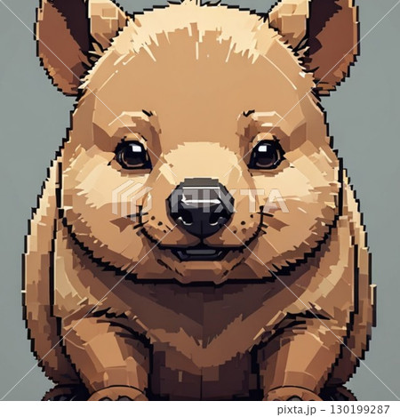 かわいいドット絵　ウォンバットさん ラインスタンプ風   130199287