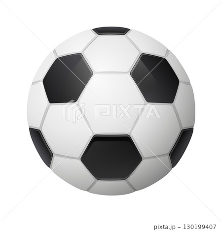Soccer Ball Vector Illustration. Realistic Soccer Ball for Game, Training, Tournament, Championship. Sport Equipment, Team Branding, Logo Design, Mockup Template, Isolated, Football Icon 130199407