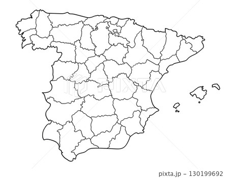 Outline vector map of Spain. Administrative and political regions and provinces. 130199692