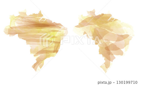Brazil map watercolor abstract brush set.Hand painted vector illustration. Brazil map watercolor abstract brush set.Hand painted vector illustration. 130199710