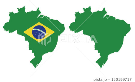 Brazil map vector set. Brazil flag color and green silhouette illustration. 130199717