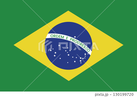 Brazil flag close-up horizontal.Brazilian national flag vector illustration. 130199720