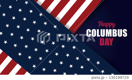 Happy Columbus Day vector banner. Abstract geometric American flag illustration. Happy Columbus Day vector banner. Abstract geometric American flag illustration. 130199729