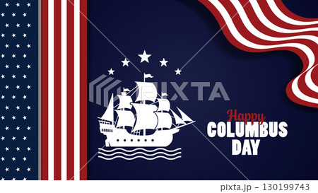 Columbus day greeting card or background.Vector illustration. 130199743