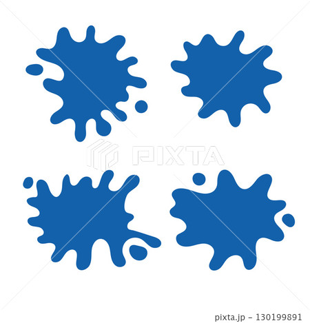 Collection of blue paint splatters. Vector illustration. Collection of blue paint splatters. Vector illustration. 130199891