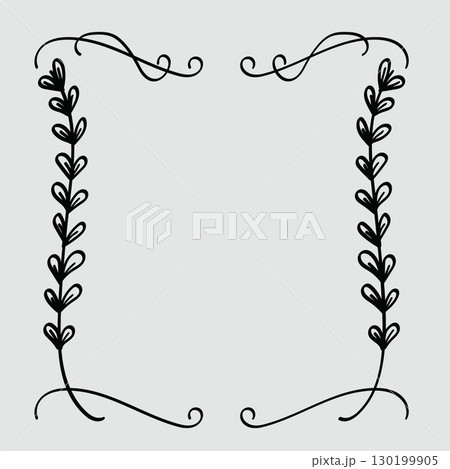 Botanical vintage floral border line art drawing vector illustration.Perfect for wedding invitations, save the date cards Botanical vintage floral border line art drawing vector illustration.Perfect for wedding invitations, save the date cards 130199905