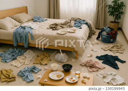 散らかったままの汚部屋のリアルな日常 130199943