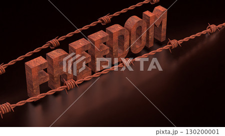 The Freedom and barbed wire rusty on Black background 3d Rendering. The Freedom and barbed wire rusty on Black background 3d Rendering. 130200001