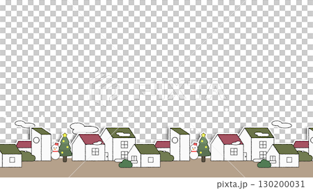Winter cityscape illustration: horizontal row version Winter cityscape illustration: horizontal row version 130200031