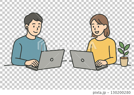 A couple using a personal computer 130200280