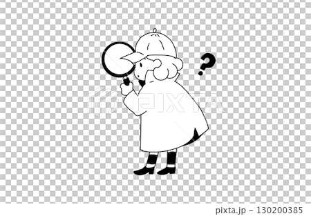 探検家の衣装を着た子供たちのイラスト（白背景・手書き風 130200385
