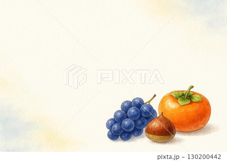水彩で描いたいろいろなフルーツ 水彩で描いたいろいろなフルーツ 130200442
