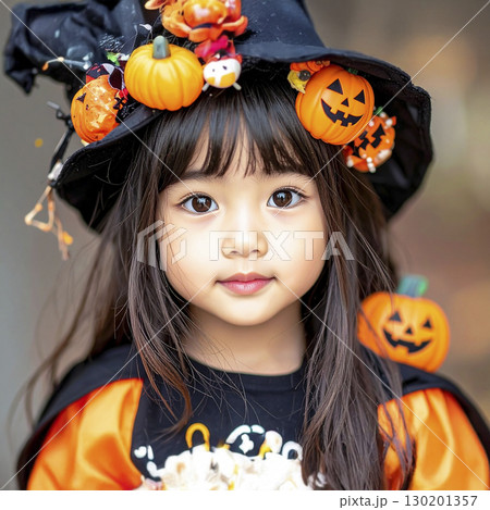 ハロウィンの仮装をした女の子　生成AI 130201357