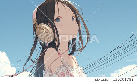 音楽を聴く女の子 130201782