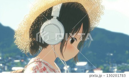 音楽を聴く女の子 音楽を聴く女の子 130201783