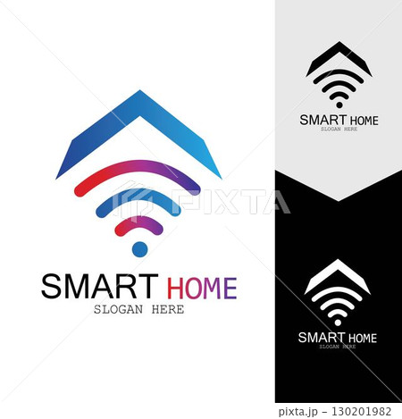 Wifi House Vector Logo.Smart City Tech Icon Vector. City Net Logo Concept Vector Wifi House Vector Logo.Smart City Tech Icon Vector. City Net Logo Concept Vector 130201982
