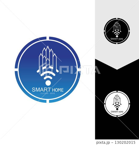 Wifi House Vector Logo.Smart City Tech Icon Vector. City Net Logo Concept Vector 130202015