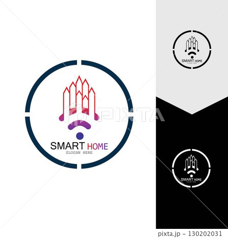 Wifi House Vector Logo.Smart City Tech Icon Vector. City Net Logo Concept Vector Wifi House Vector Logo.Smart City Tech Icon Vector. City Net Logo Concept Vector 130202031