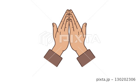 Human Hands Gesture of Prayer Vector Illustration with Skin Tone and Brown Sleeves 130202306