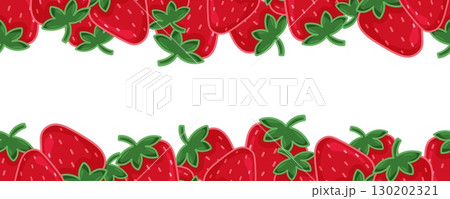 Seamless strawberry border on white background 130202321