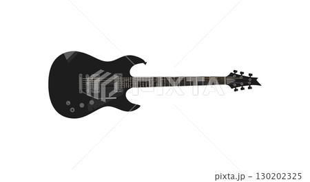 Black Electric Guitar Music Instrument Rock Band Equipment Vector Illustration 130202325