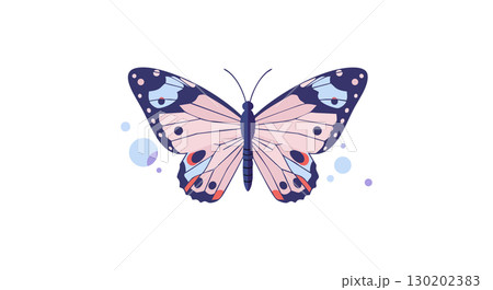 Butterfly with pink and blue wings vector illustration in soft style 130202383