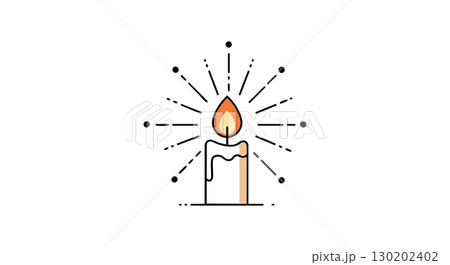 Candle with glowing flame and light rays vector illustration in simple style Candle with glowing flame and light rays vector illustration in simple style 130202402