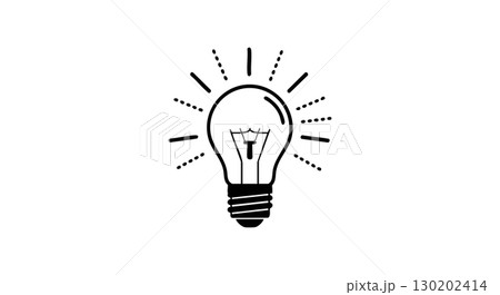 Light bulb icon with rays shining concept illustration vector design Light bulb icon with rays shining concept illustration vector design 130202414