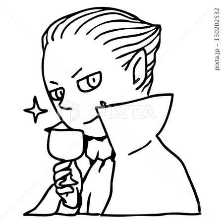 ハロウィンの吸血鬼のバストアップ_線画 130202532