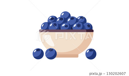 Blueberry fruit bowl with fresh ripe berries vector illustration natural healthy snack 130202607