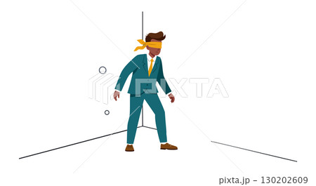 Blindfolded businessman standing confused in corner vector illustration 130202609