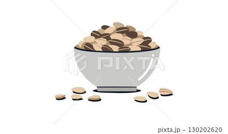 Bowl of whole and shelled pistachio nuts simple vector illustration Bowl of whole and shelled pistachio nuts simple vector illustration 130202620