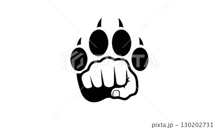 Black bear paw print with human fist symbol vector illustration design Black bear paw print with human fist symbol vector illustration design 130202731