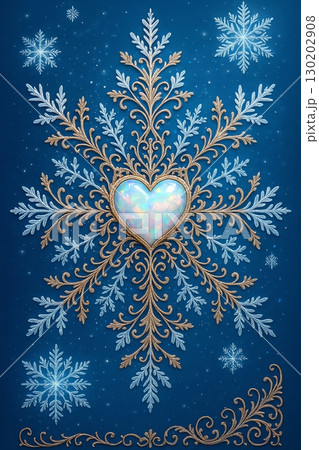 豪華なゴールド装飾とオパールハートのデザイン 130202908