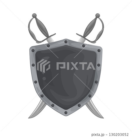 Illustration of Shield with crossed swords 130203052