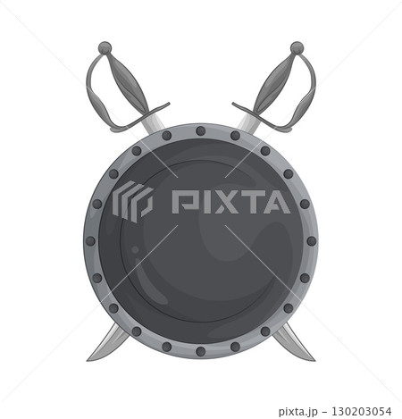 Illustration of Shield with crossed swords 130203054