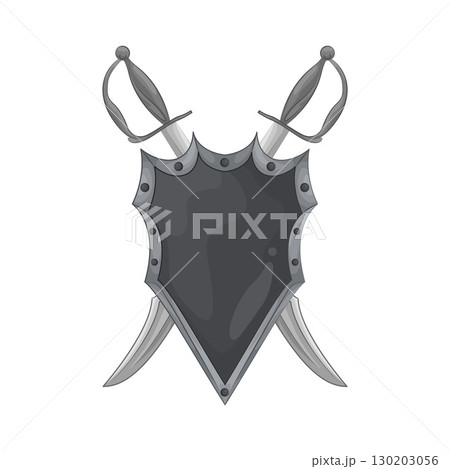 Illustration of Shield with crossed swords 130203056