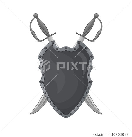 Illustration of Shield with crossed swords 130203058