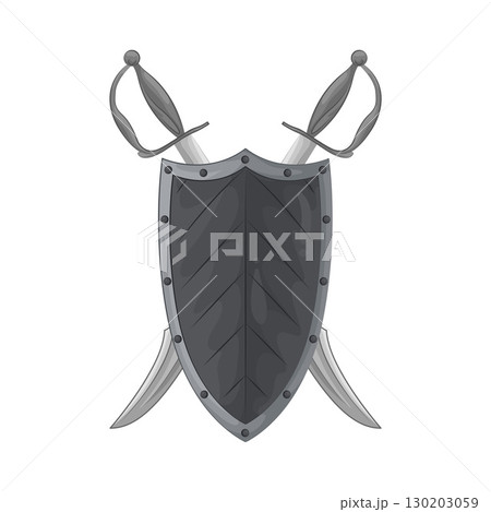 Illustration of Shield with crossed swords 130203059