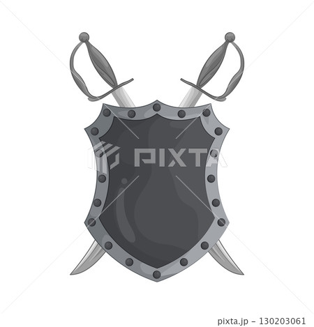 Illustration of Shield with crossed swords 130203061