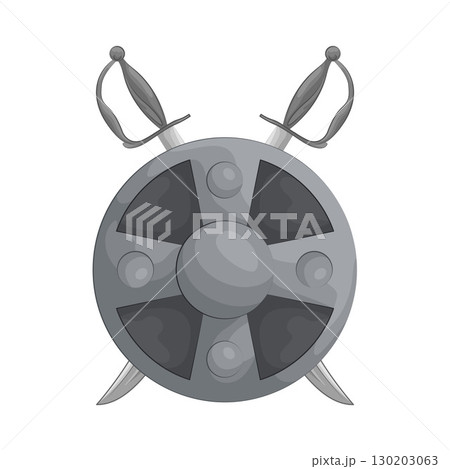 Illustration of Shield with crossed swords 130203063